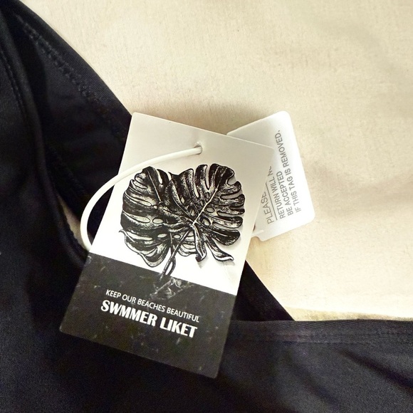 Swimmer Liket one-piece swimsuit with white ribbon bow on the left shoulderm - Picture 4 of 7